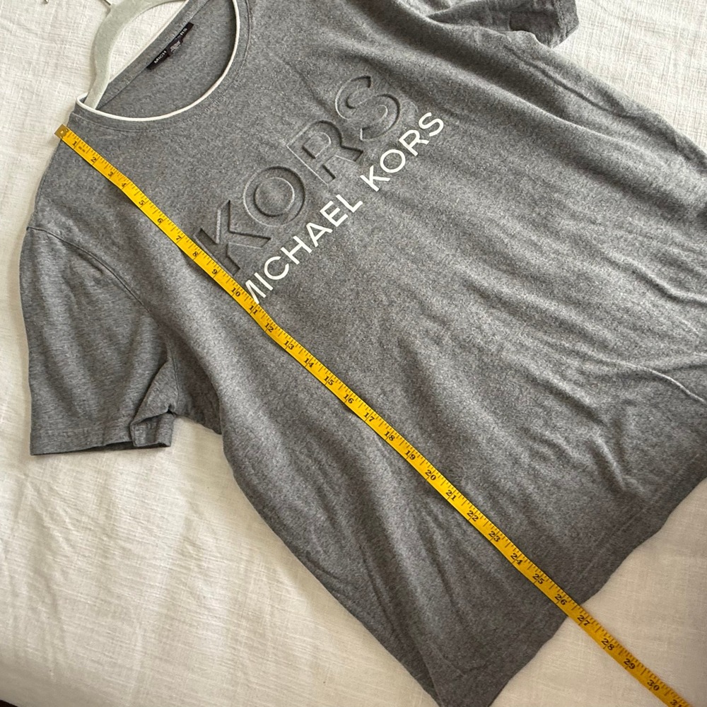 Michael Kors Mens Gray Debossed Logo Ringer Crewneck T-Shirt Size Large - Picture 7 of 7